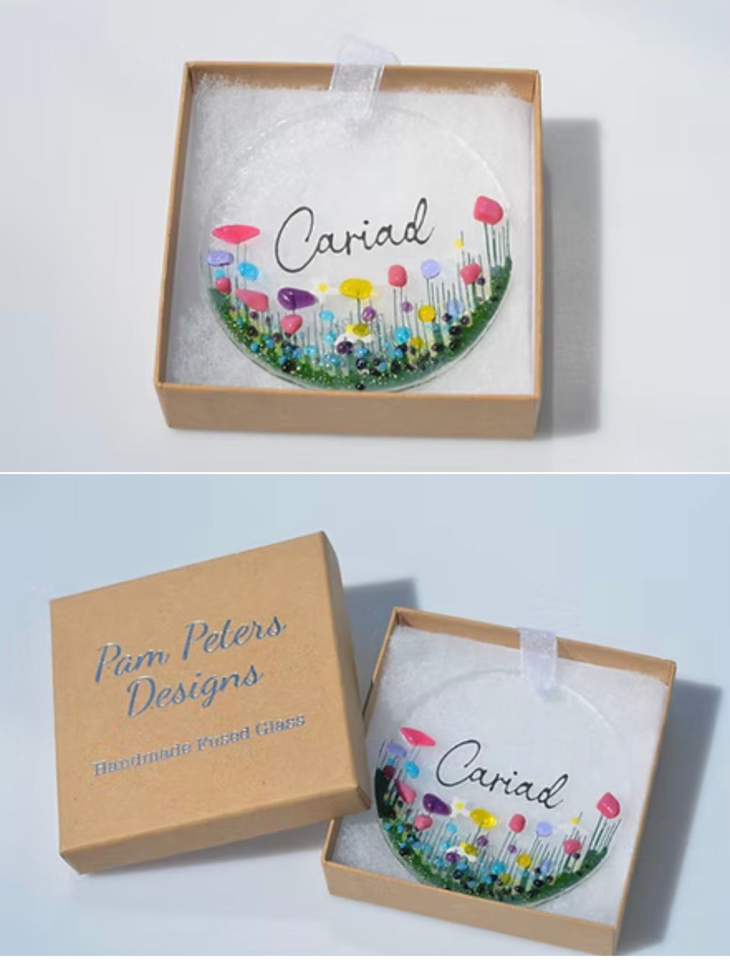 Handcrafted Welsh Glass Cariad Wildflower Circle by Pam Peters Designs